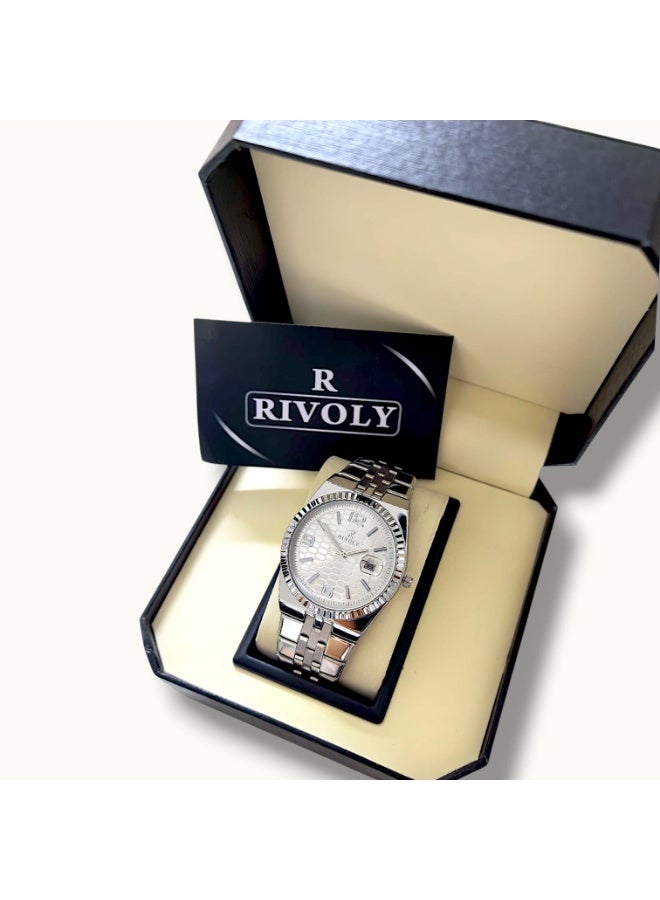 ريفولي ساعة يد للرجال من الستانلس ستيل بعرض انالوج وحركة كوارتز ، سهلة القراءة بتصميم عصري مقاوم للماء، ساعة يد كلاسيكية فاخرة . - Image 1